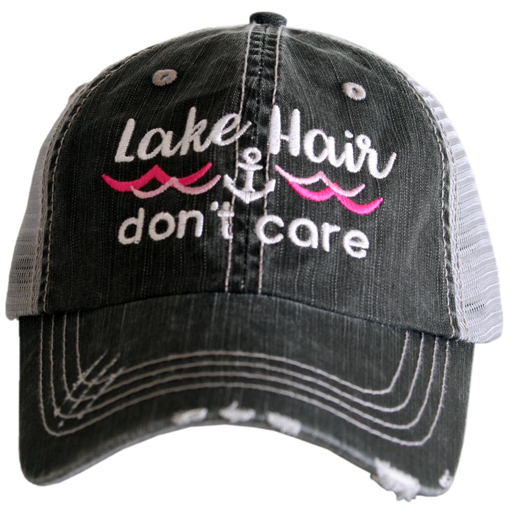 Camping Hair Don't Care Distressed Trucker Hat